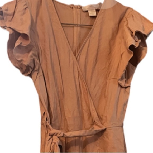 Rachel Parcell Pale Pink Ruffled Sleeve Tie Waist Pantsuit Sz S Belted - Picture 6 of 10